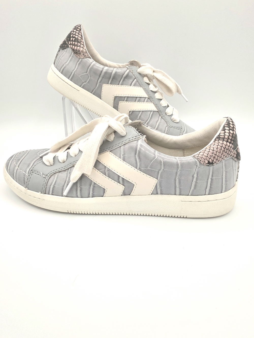 Dolce Vita‎ Niel Gray Sneakers with Pink Snake-Print Heel Accent